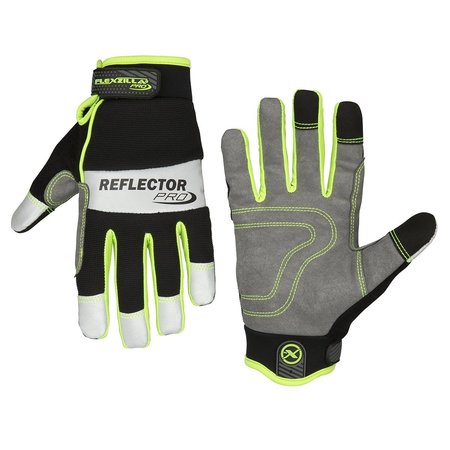 LEGACY Flexzilla? Pro High Dexterity Reflector Gloves, 3M? Scotchlite? Reflective Material, Gray/Black/Zill GH400PL